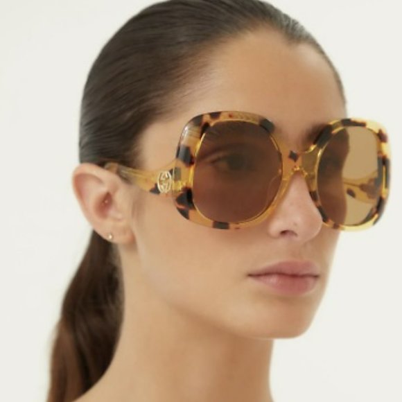 Gucci GG1235S 002 BRAND NEW Sunglasses Havana Brown Butterfly Oversized Women main image 14